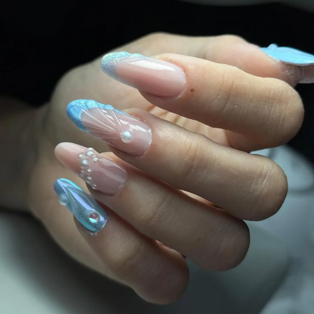 June Nails Ideas 2026 - Summer Trends 2026 Blue Mermaid Nails