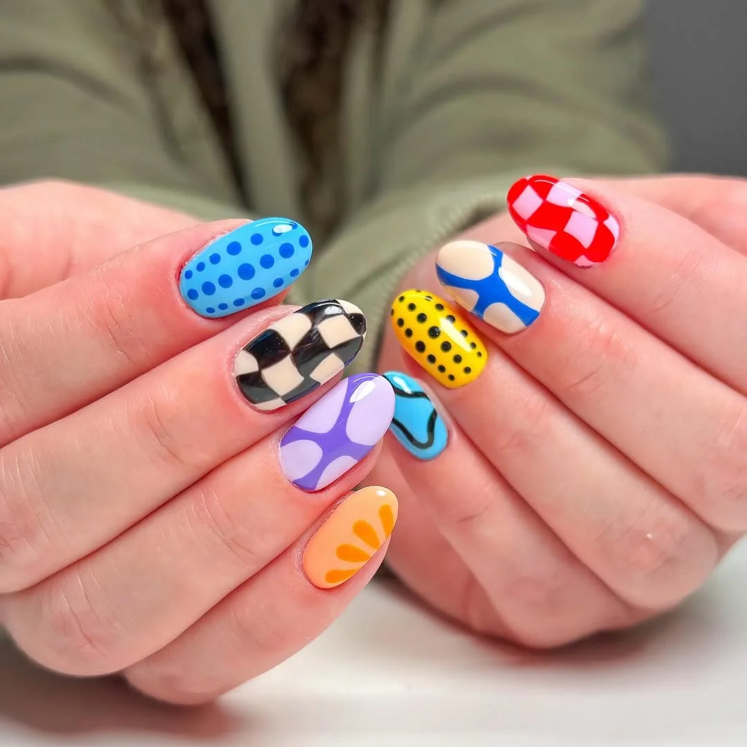 June Nails Ideas 2026 Colorful Pop Art Nails