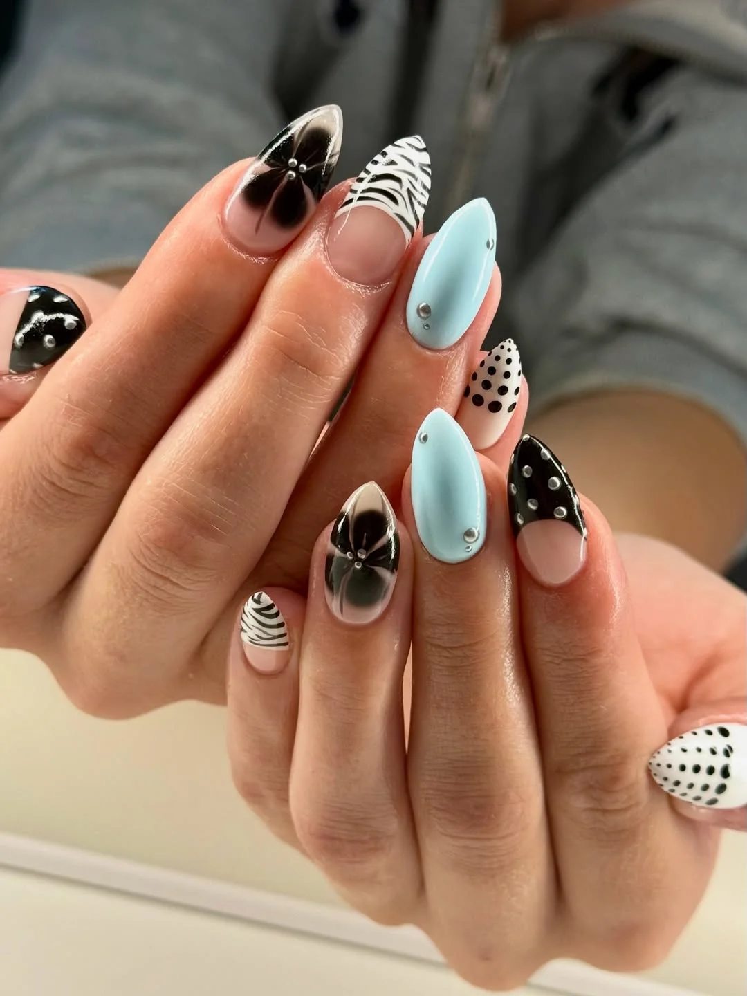 June Nails Ideas 2026 Graphic Almond Nails