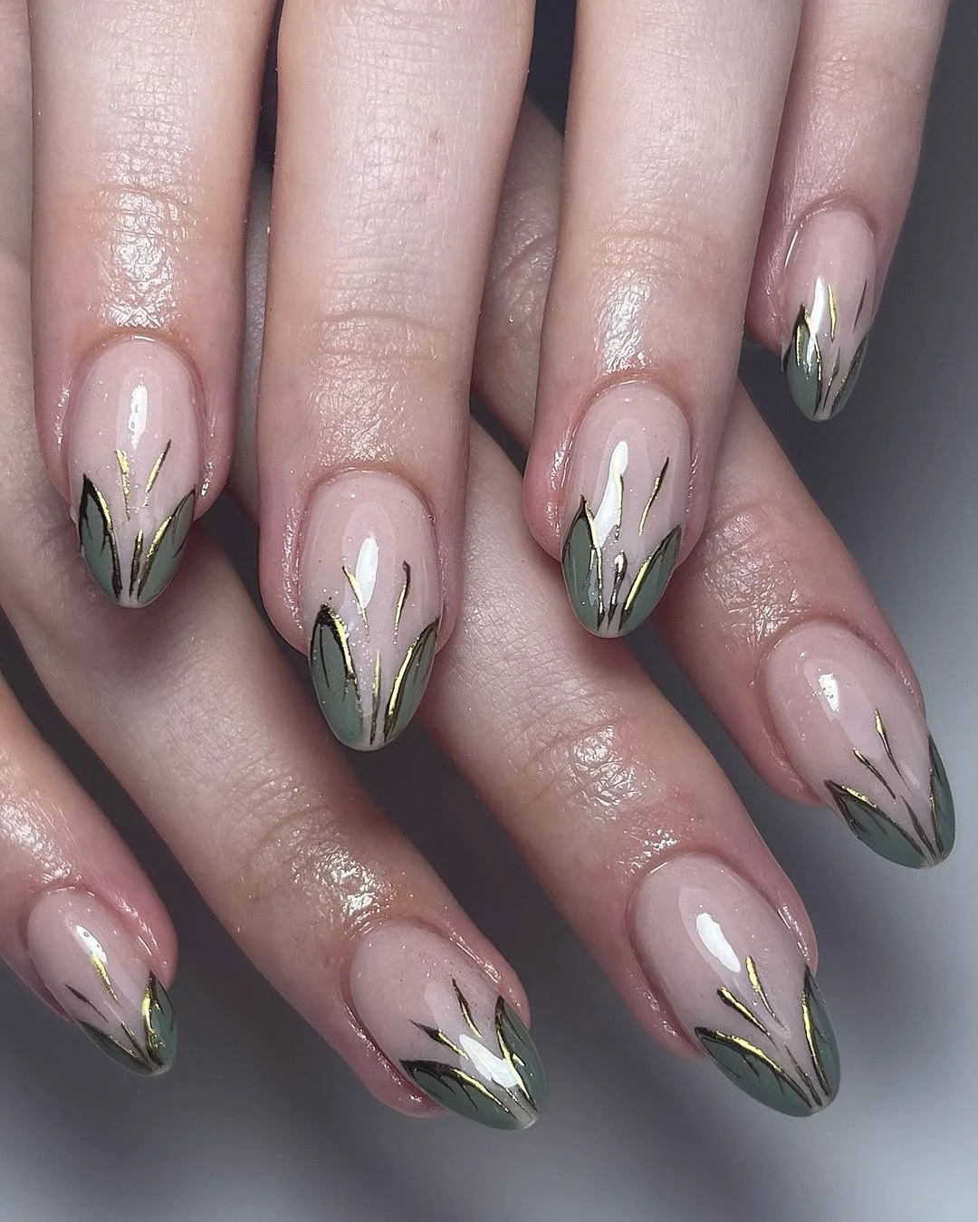 June Nails Ideas 2026 Green Botanical Nails