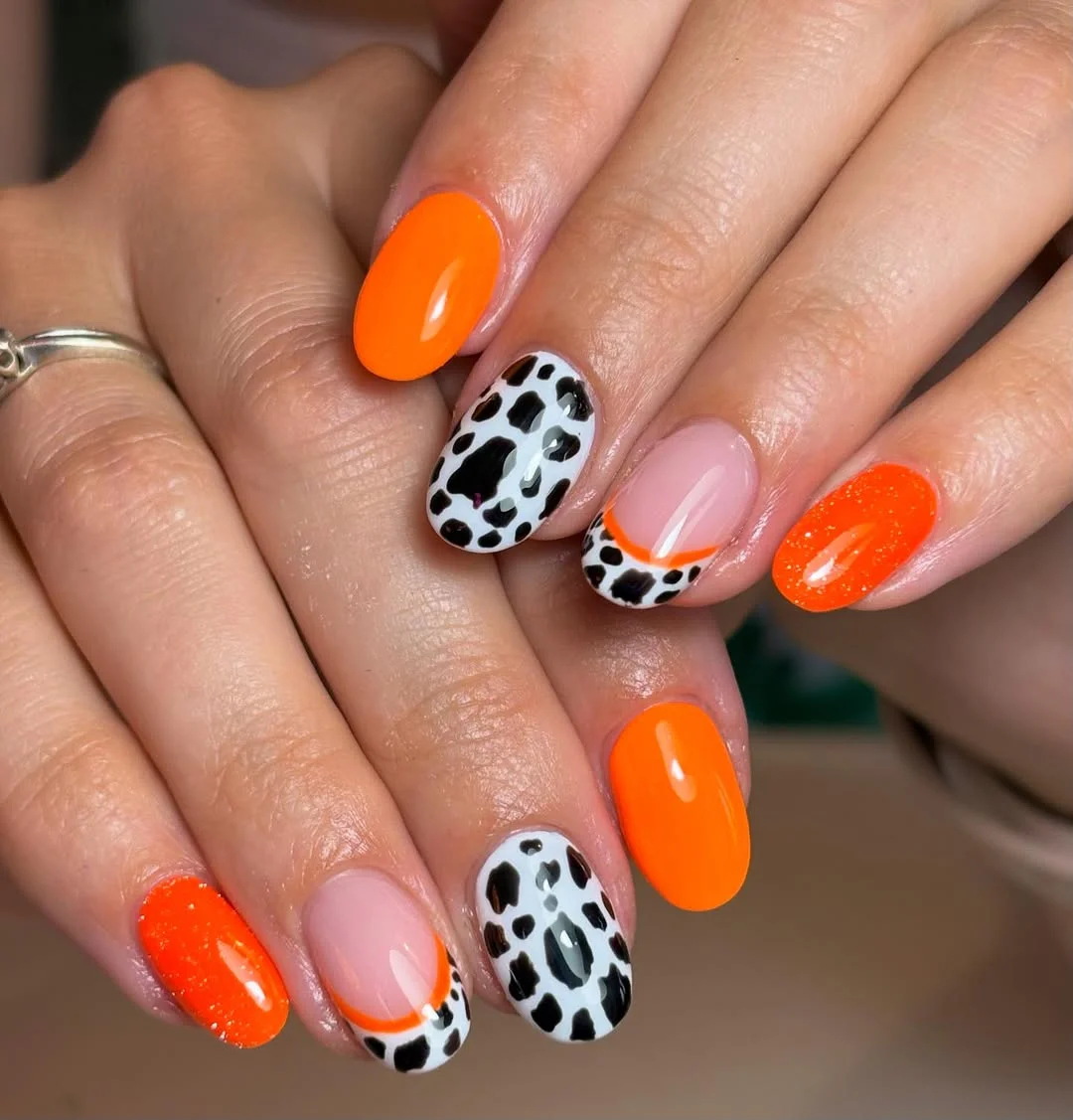 June Nails Ideas 2026 Bright Orange Leopard Nails