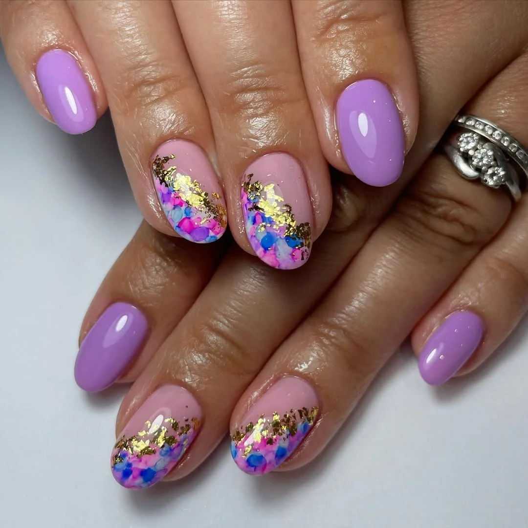 June Nails Ideas 2026 Lavender Confetti Nails