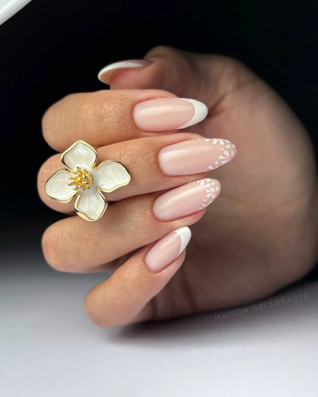 June Nails Ideas 2026 White French Almond Nails