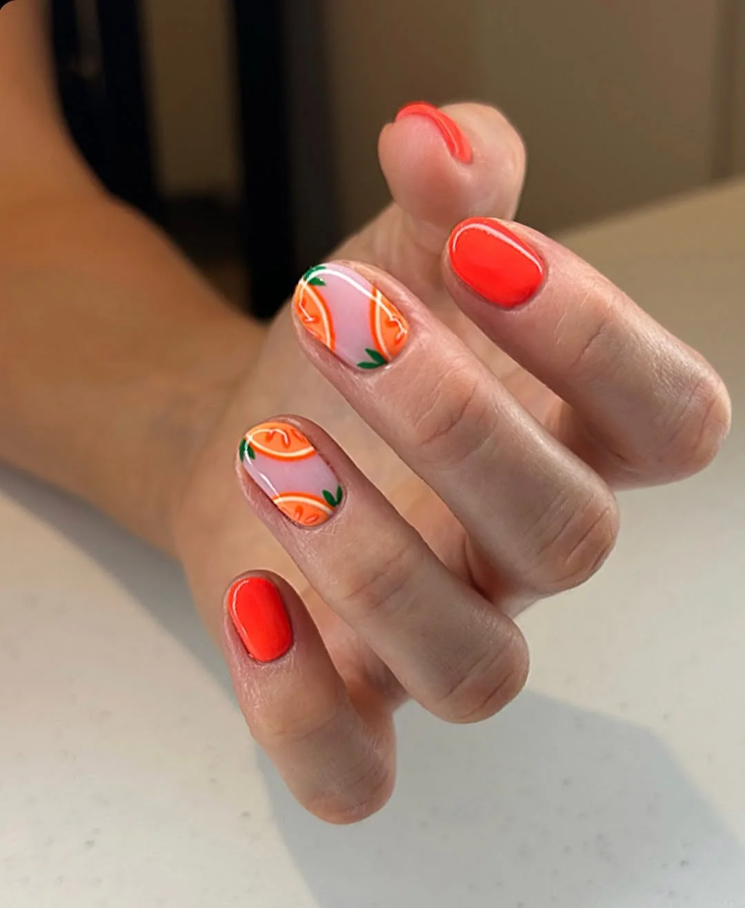 June Nails Ideas 2026 Orange Short Nails
