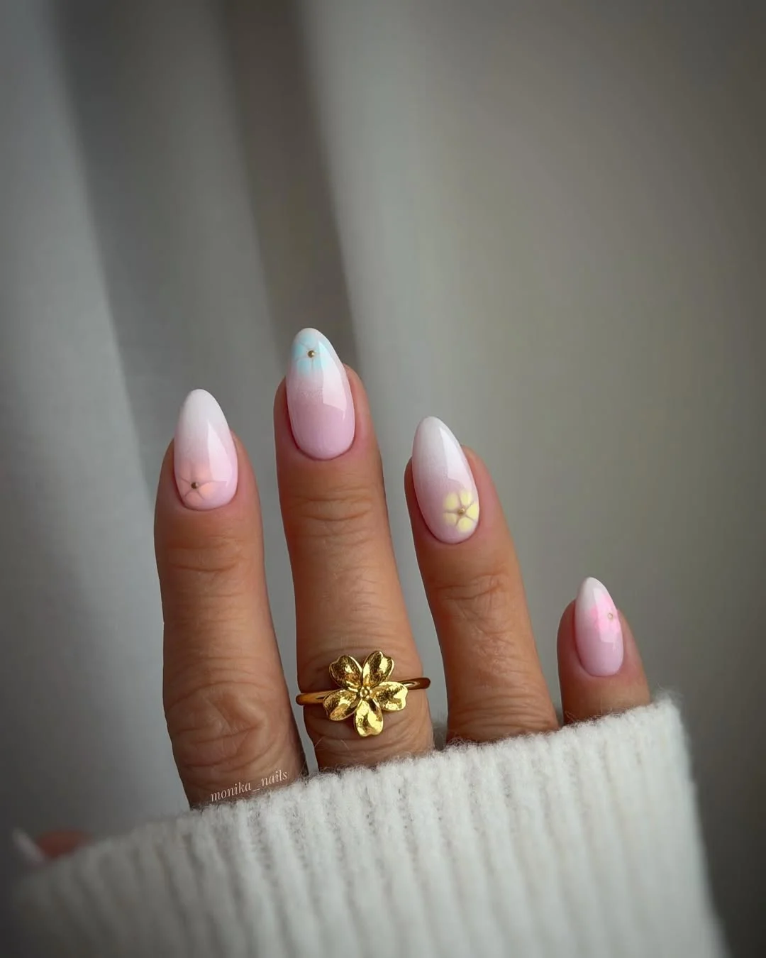 light summer nails 2026 Soft Bloom Almond Nails