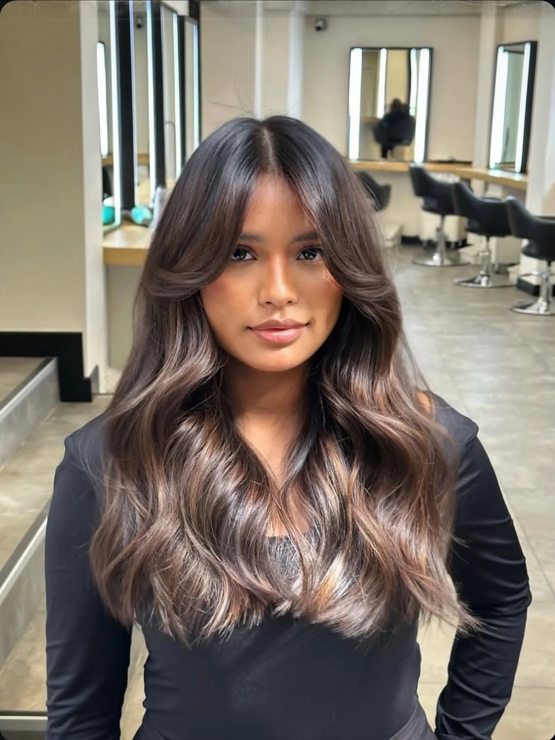 low maintenance summer hair color for brunettes 2026 Face-Framing Layers With Soft Caramel Glow