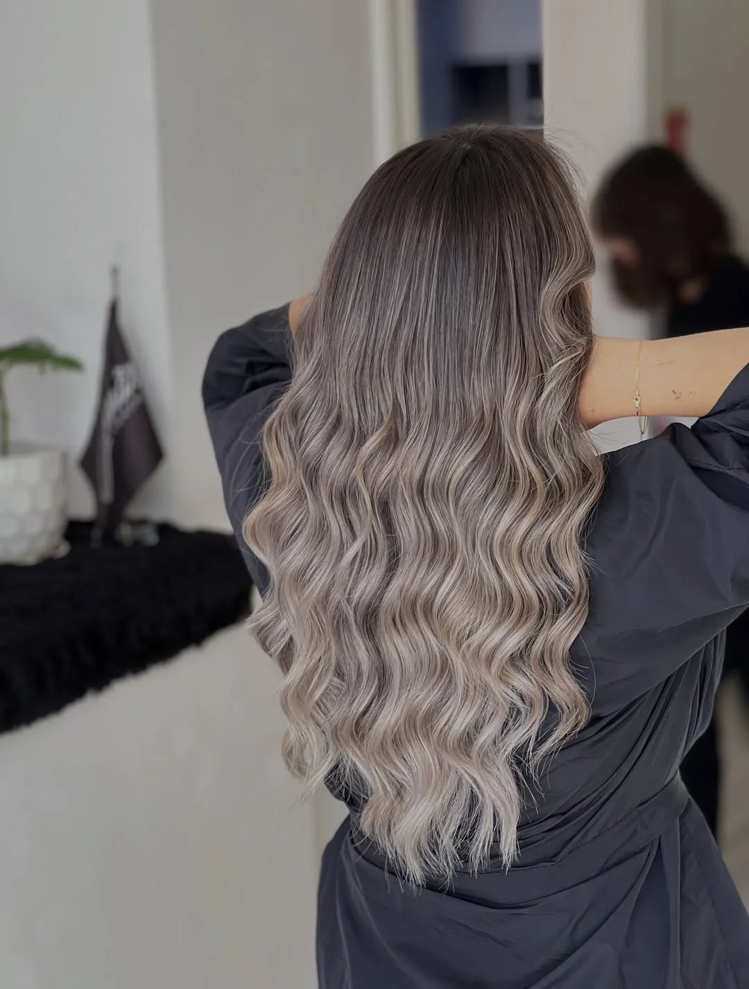 low maintenance summer hair color for brunettes 2026 Cool Melt Brunette With Silvery Gray Ends
