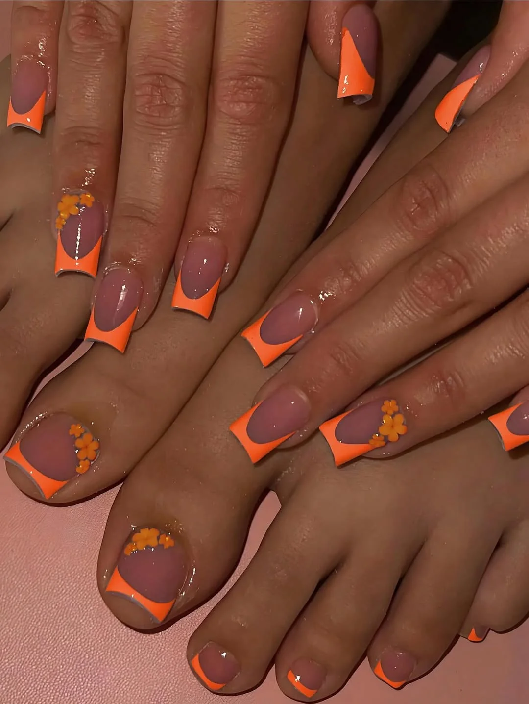 pedicure ideas summer trends 2026 Neon Orange French Tips For Hot Summer Nights