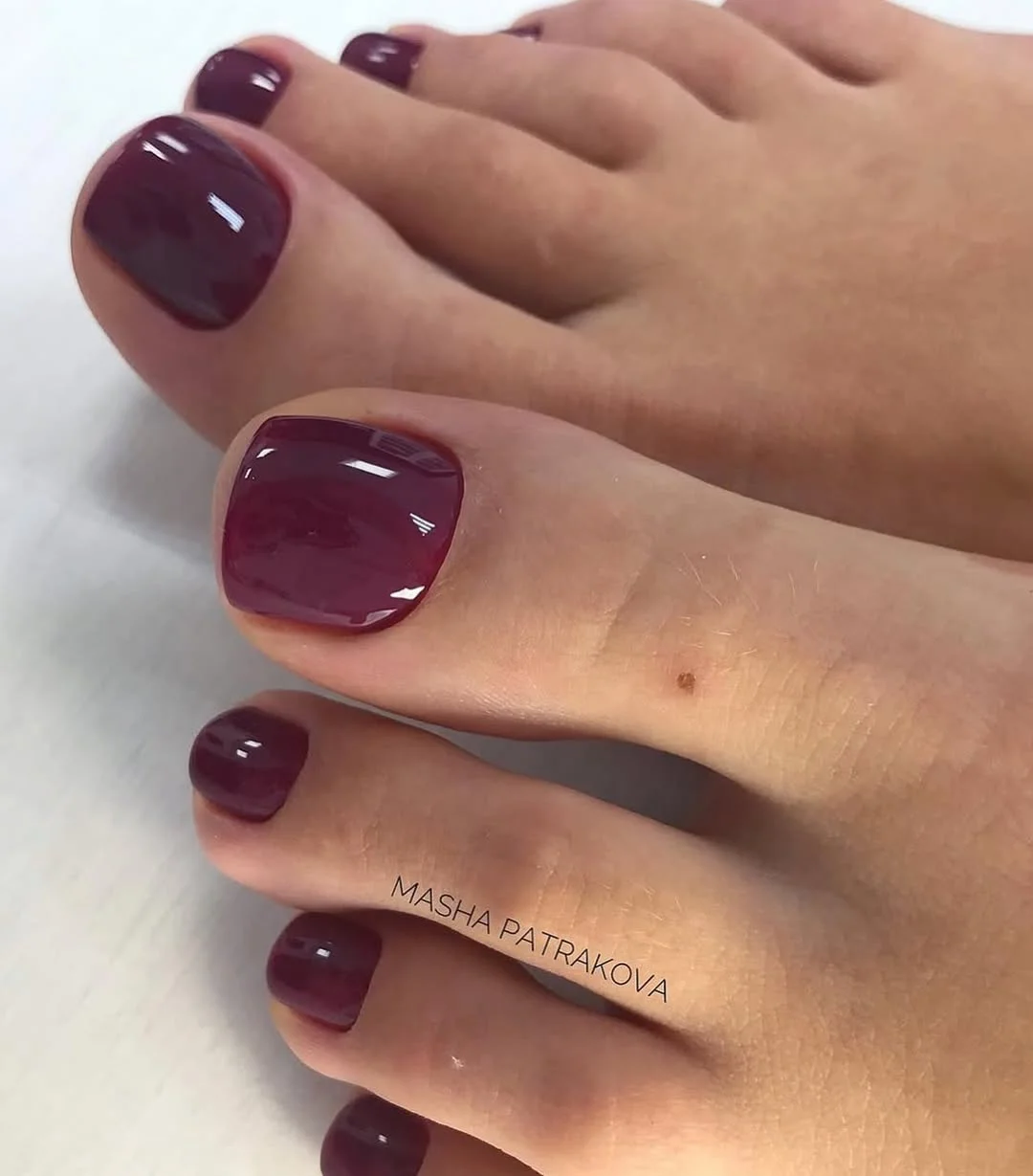 pedicure ideas summer trends 2026 Deep Berry Pedicure for Late Summer Evenings