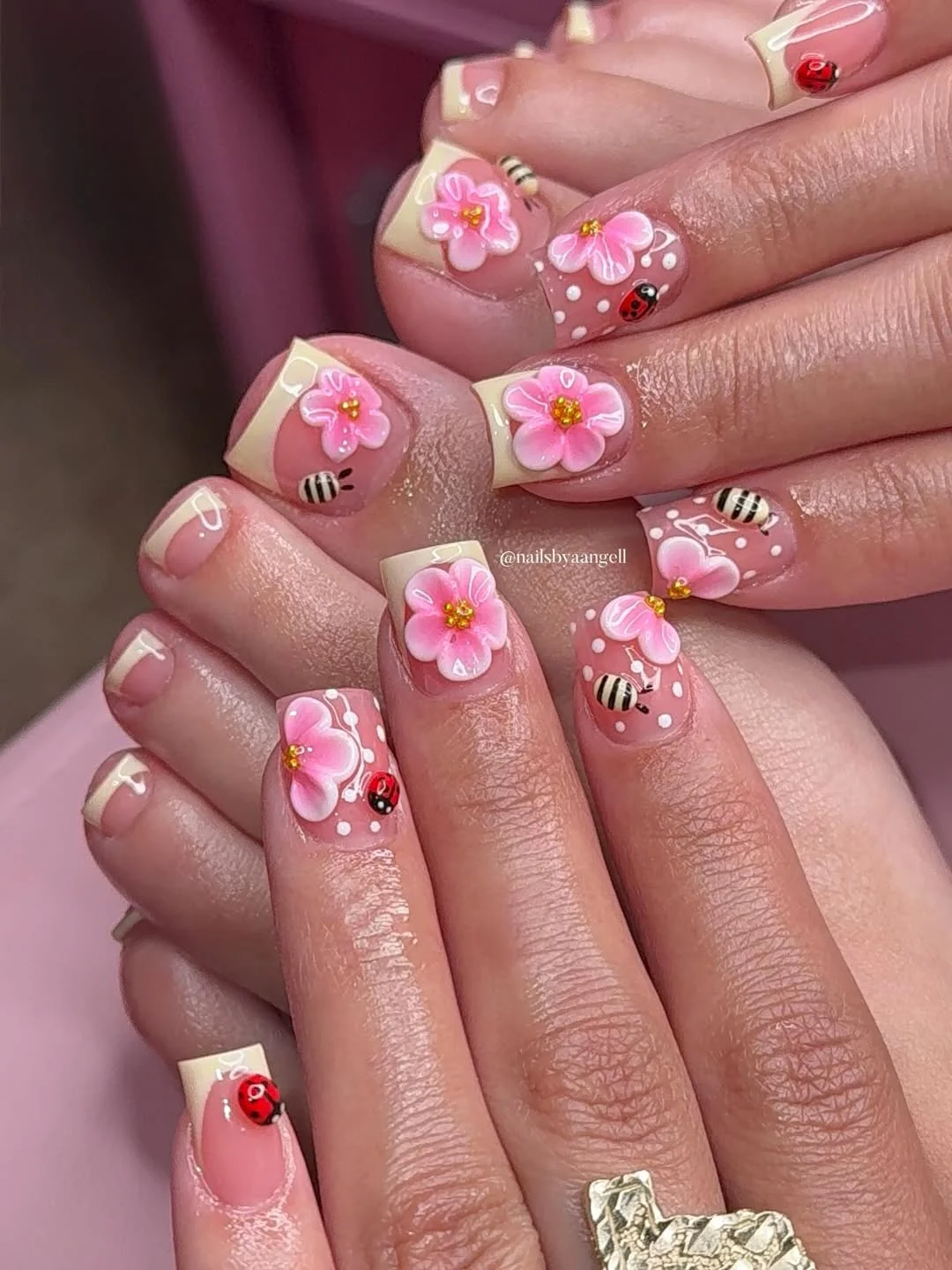 pedicure ideas summer trends 2026 Cherry Blossom French Tips for a Playful Summer Mood