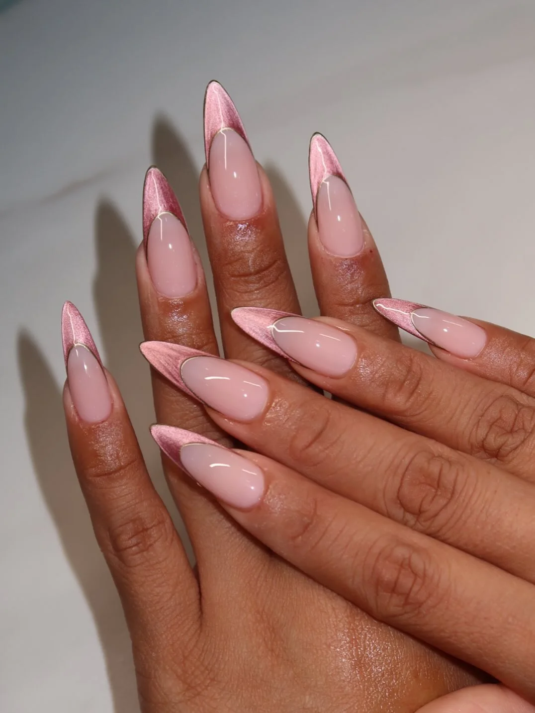 pretty summer almond nails 2026 Rose Metallic French Tip Elegance