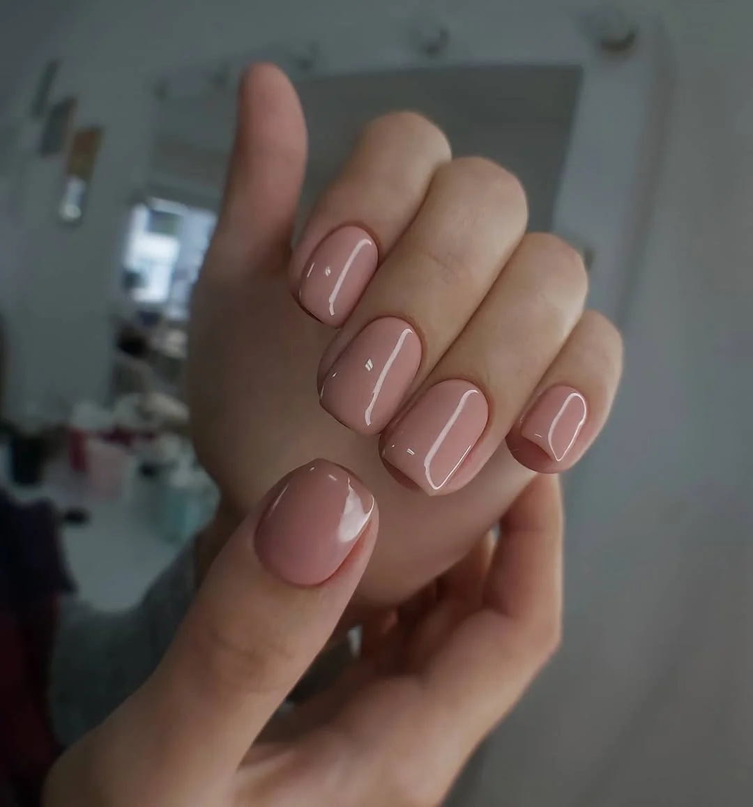 pretty summer nails one color 2026 Glossy Blush Pink Simplicity