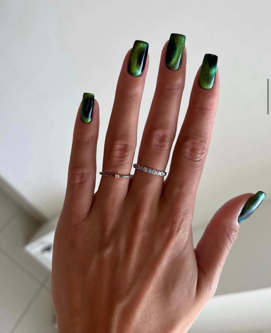 pretty summer nails one color 2026 Deep Emerald Chrome Nails For A Bold Summer Statement