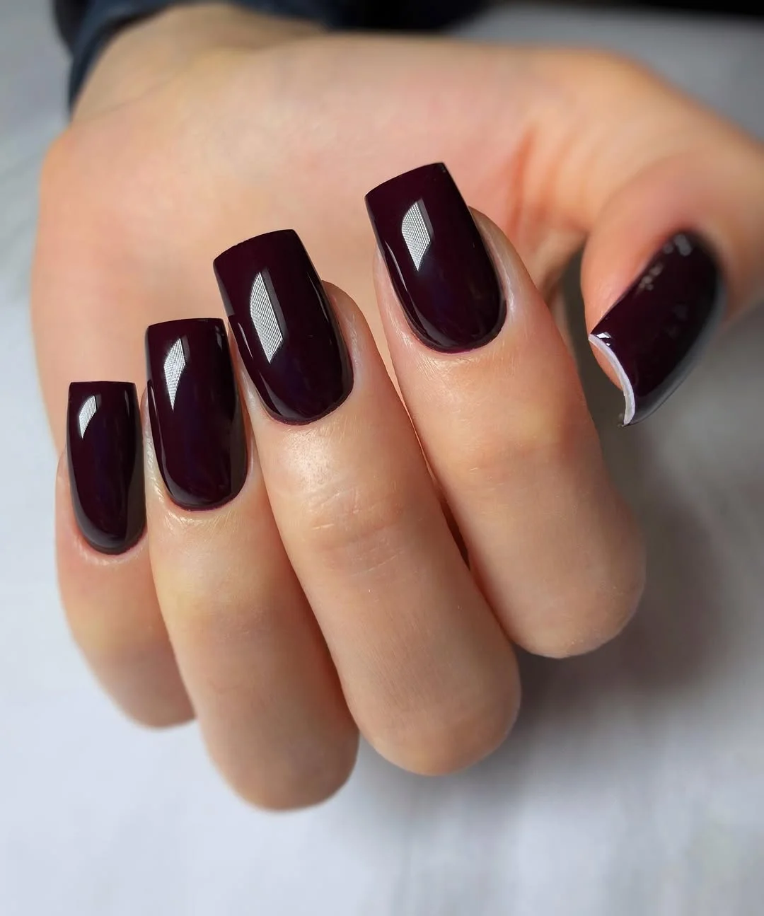 pretty summer nails one color 2026 Deep Blackberry Nails With Elegant Contrast