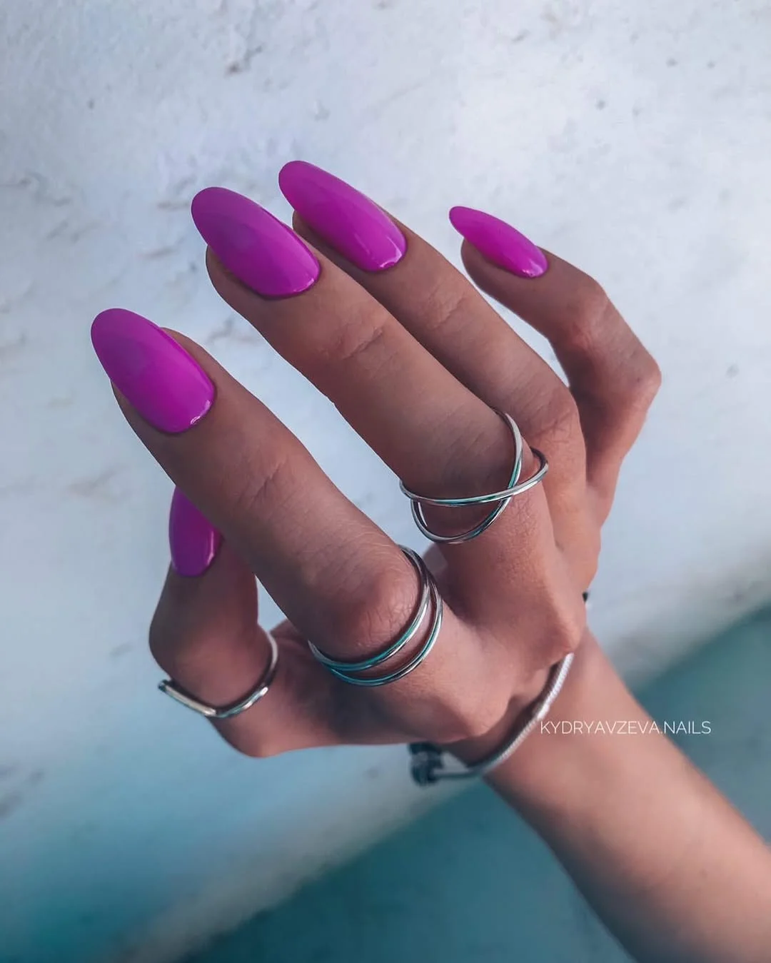 pretty summer nails one color 2026 Bold Orchid Almond Nails That Make A Statement