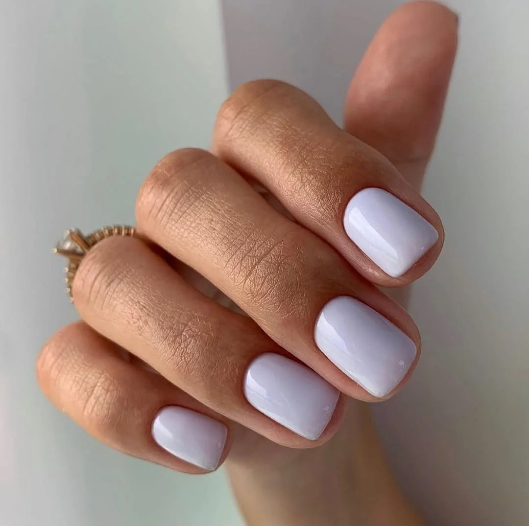 pretty summer nails one color 2026 Clean White Minimalist Nails