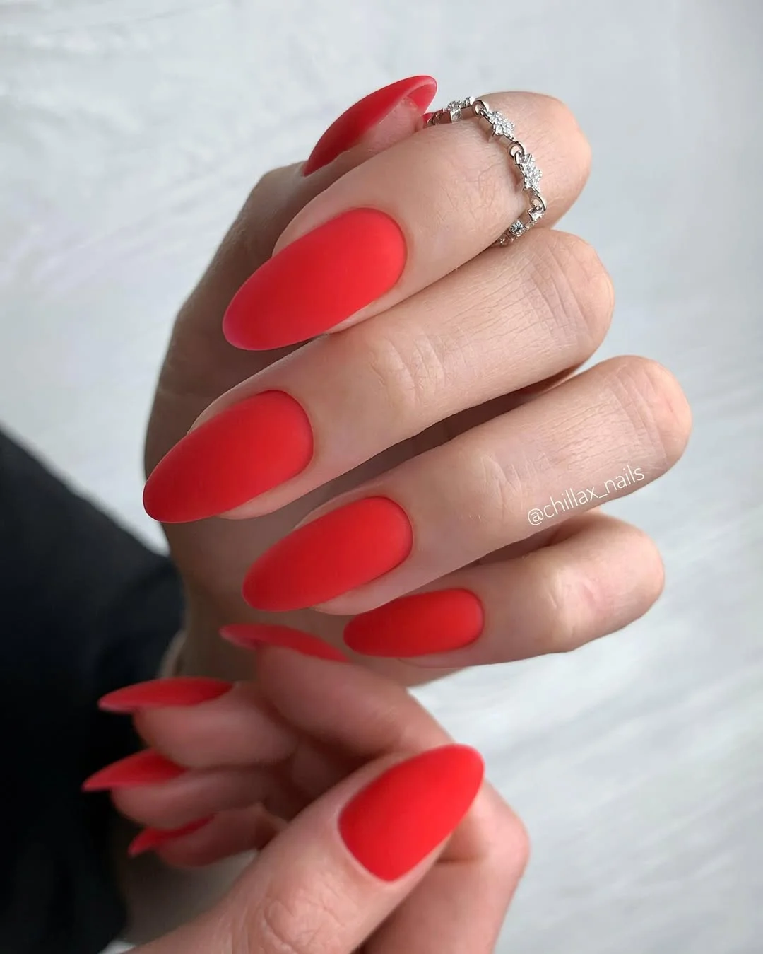 pretty summer nails one color 2026 Bold Coral Red Almond Glamour