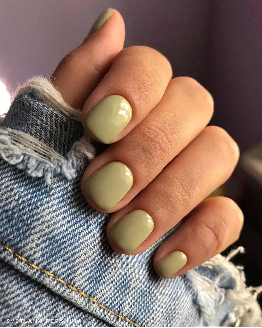 pretty summer nails one color 2026 Soft Sage Green Serenity