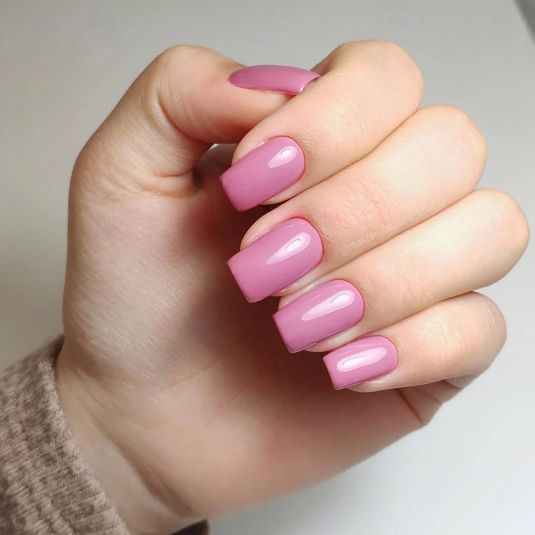 pretty summer nails one color 2026 Sweet Candy Pink Square Nails