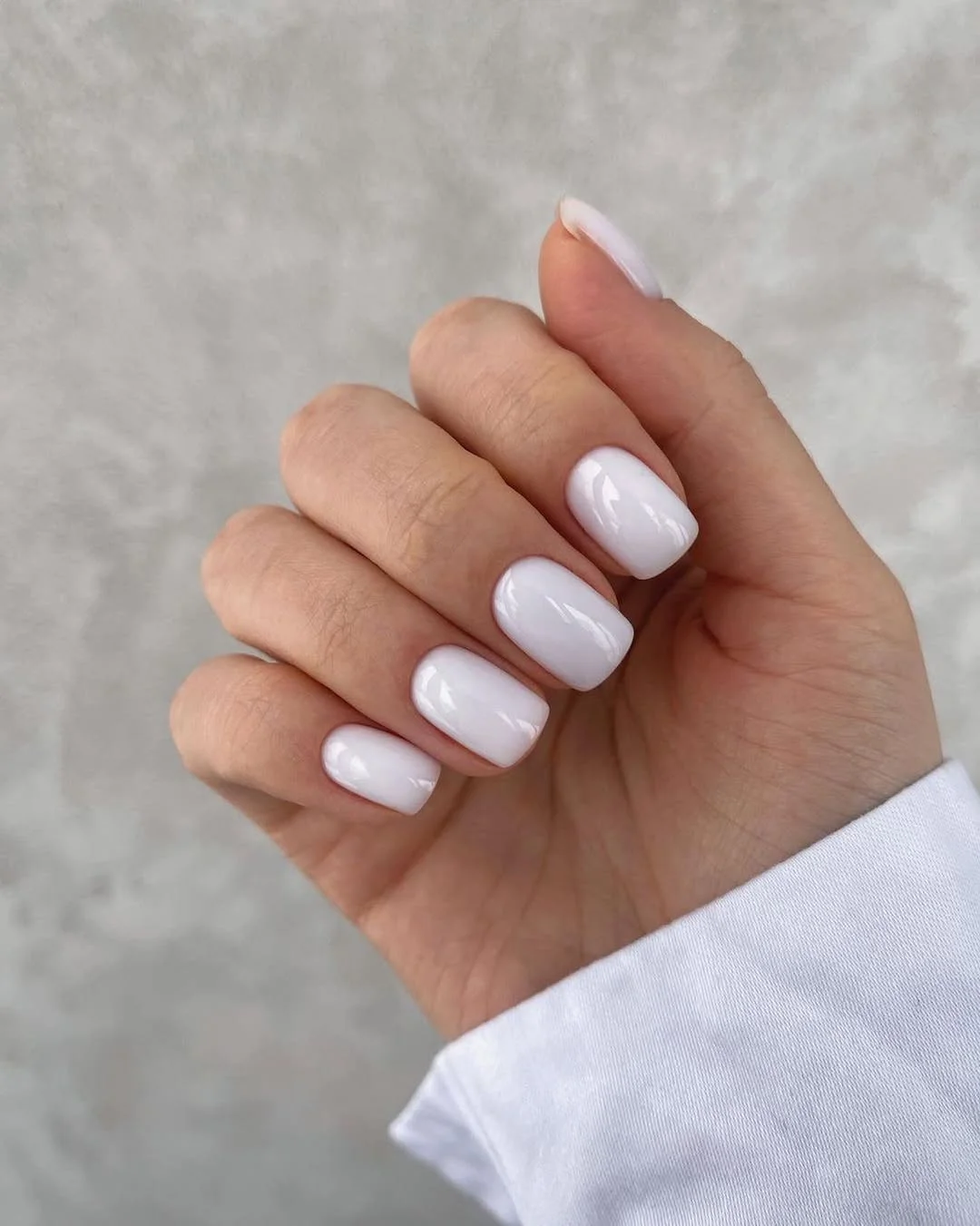 pretty summer nails one color 2026 Pure White Everyday Elegance