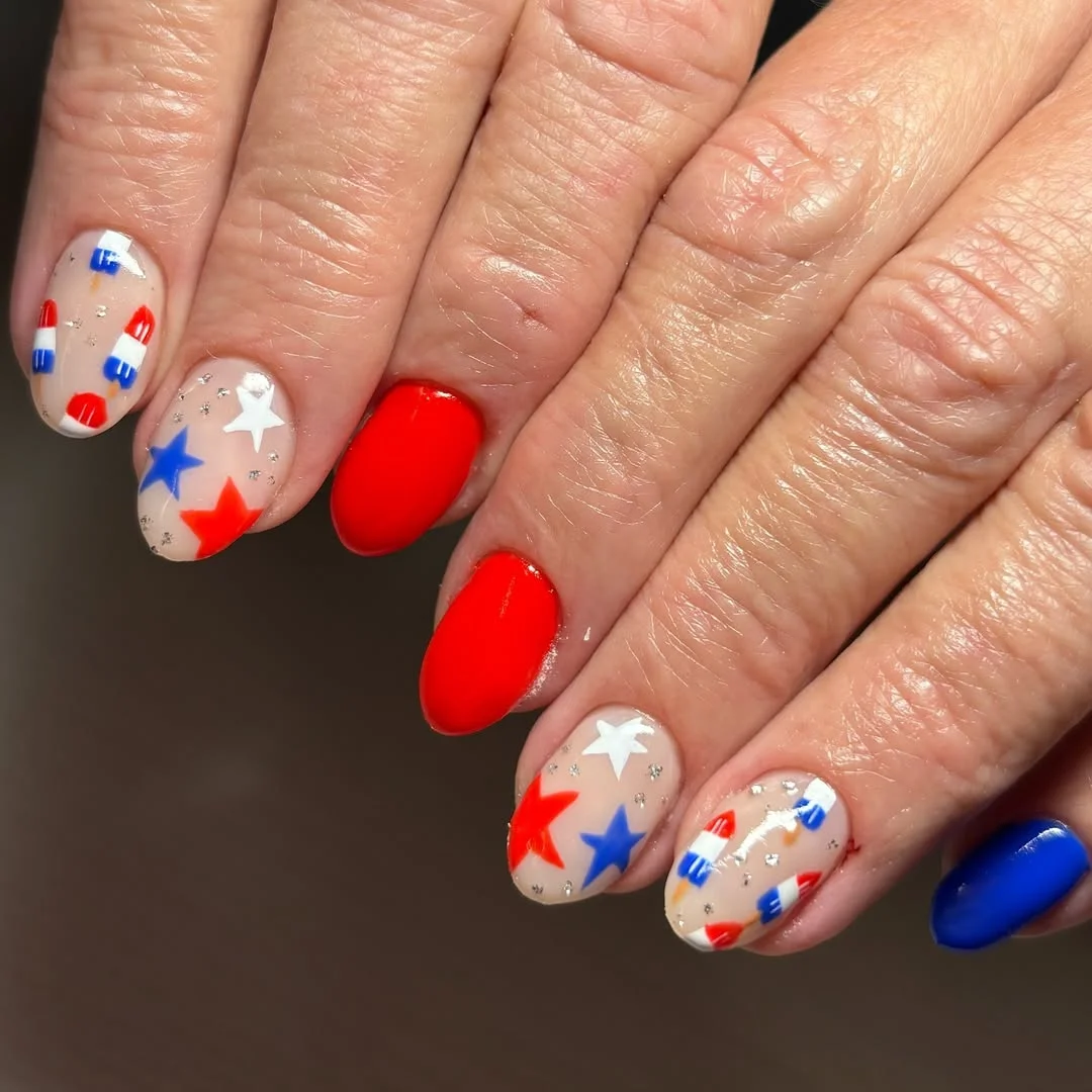 pretty usa nails 2026 Bright Popsicle Nails With Cute Americana Energy