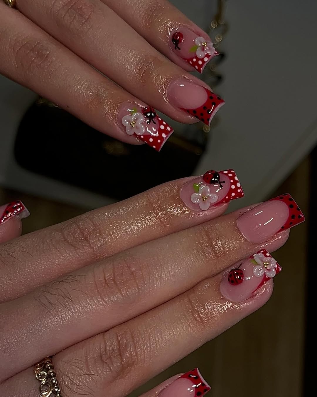 short gel nails summer 2026 Cherry Red French Tip Nails