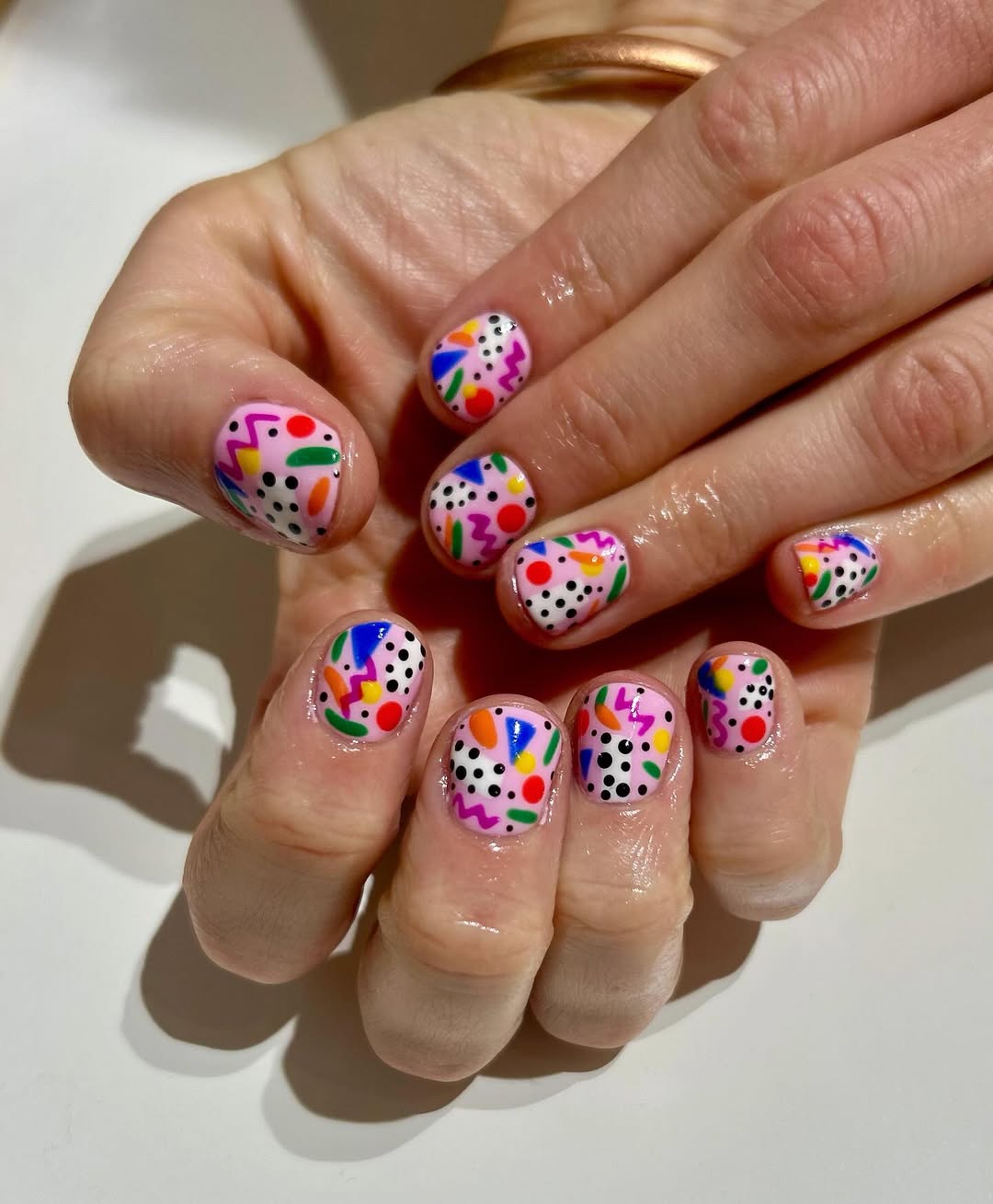 short gel nails summer 2026 Bright Retro Pop Art Nails