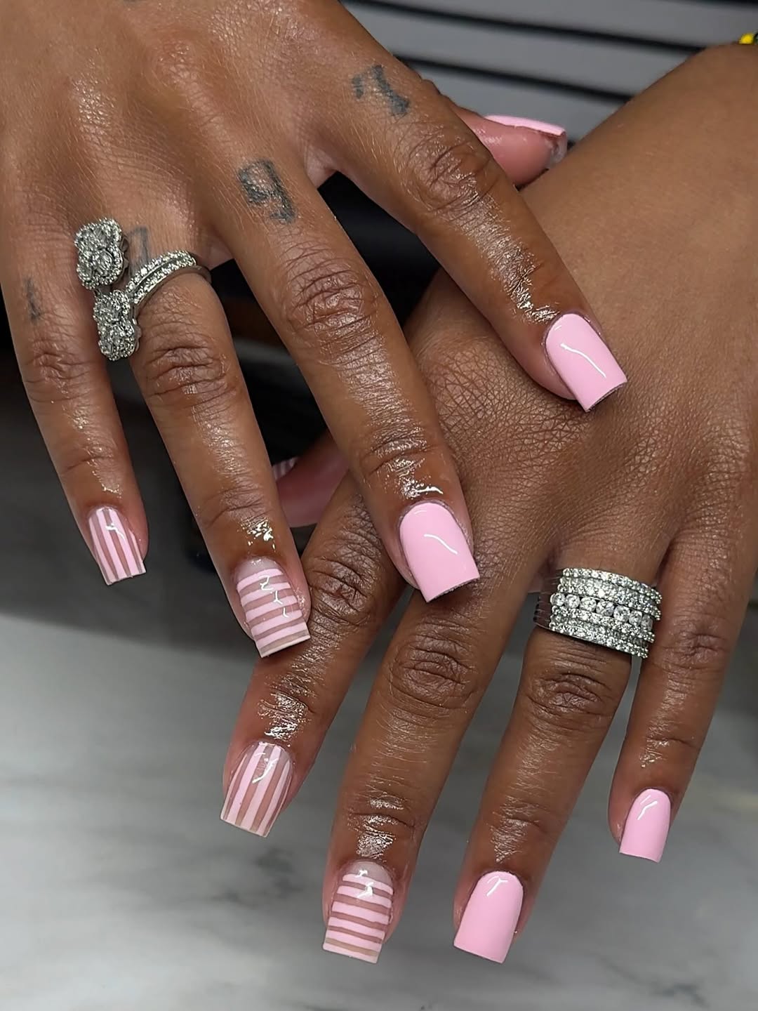 short gel nails summer 2026 Soft Pink Short Gel Square Nails