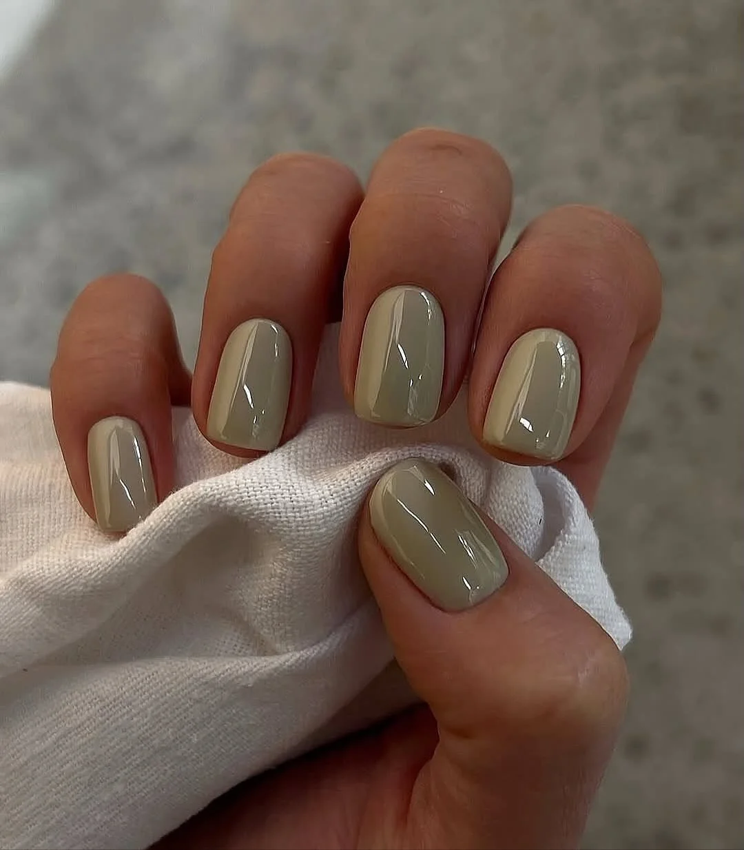 short summer nails 2026 Glossy Sage Green Nails For The Minimalist Summer Mood