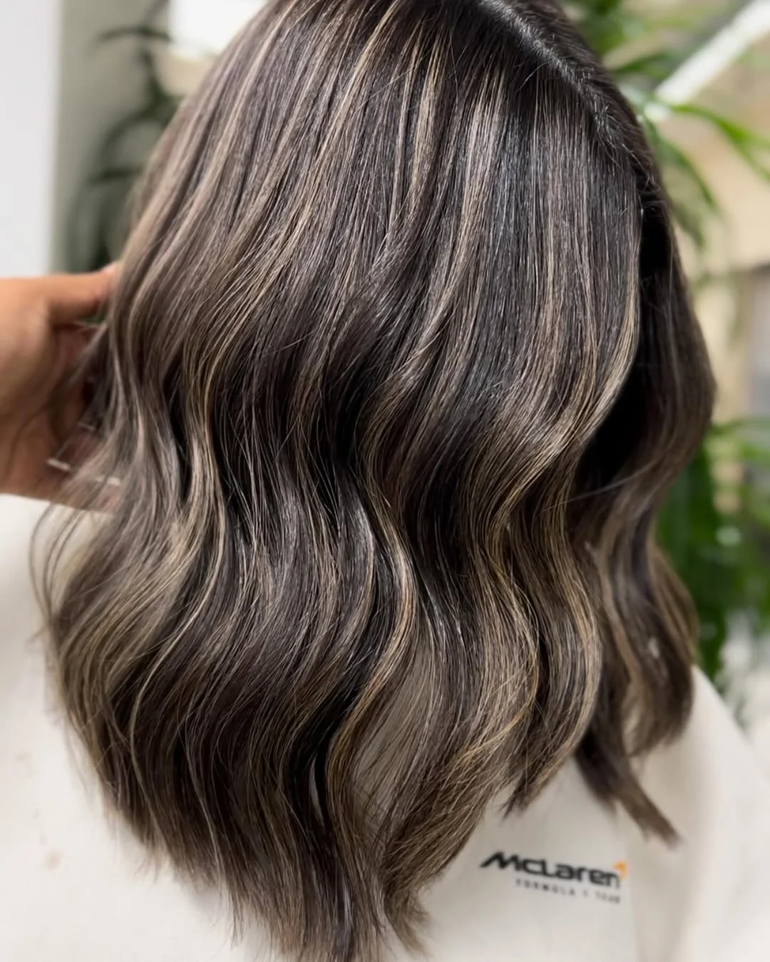soft summer mushroom brown hair color 2026 Glossy ash brown waves with seamless blend