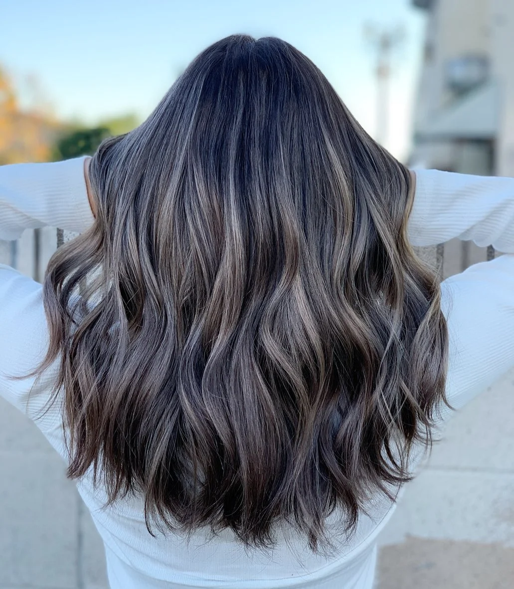 soft summer mushroom brown hair color 2026 Soft Contrast Mushroom Balayage with Light Reflective Pieces