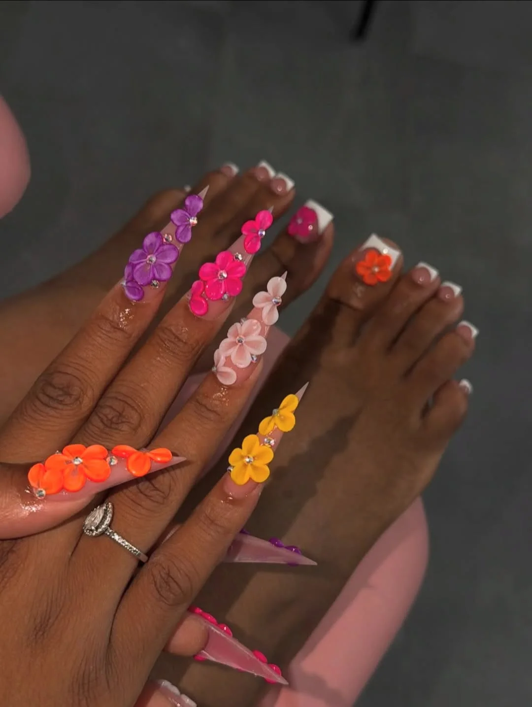 summer acrylic nails 2026 Bright 3D Flower Acrylic Nails That Steal Attention
