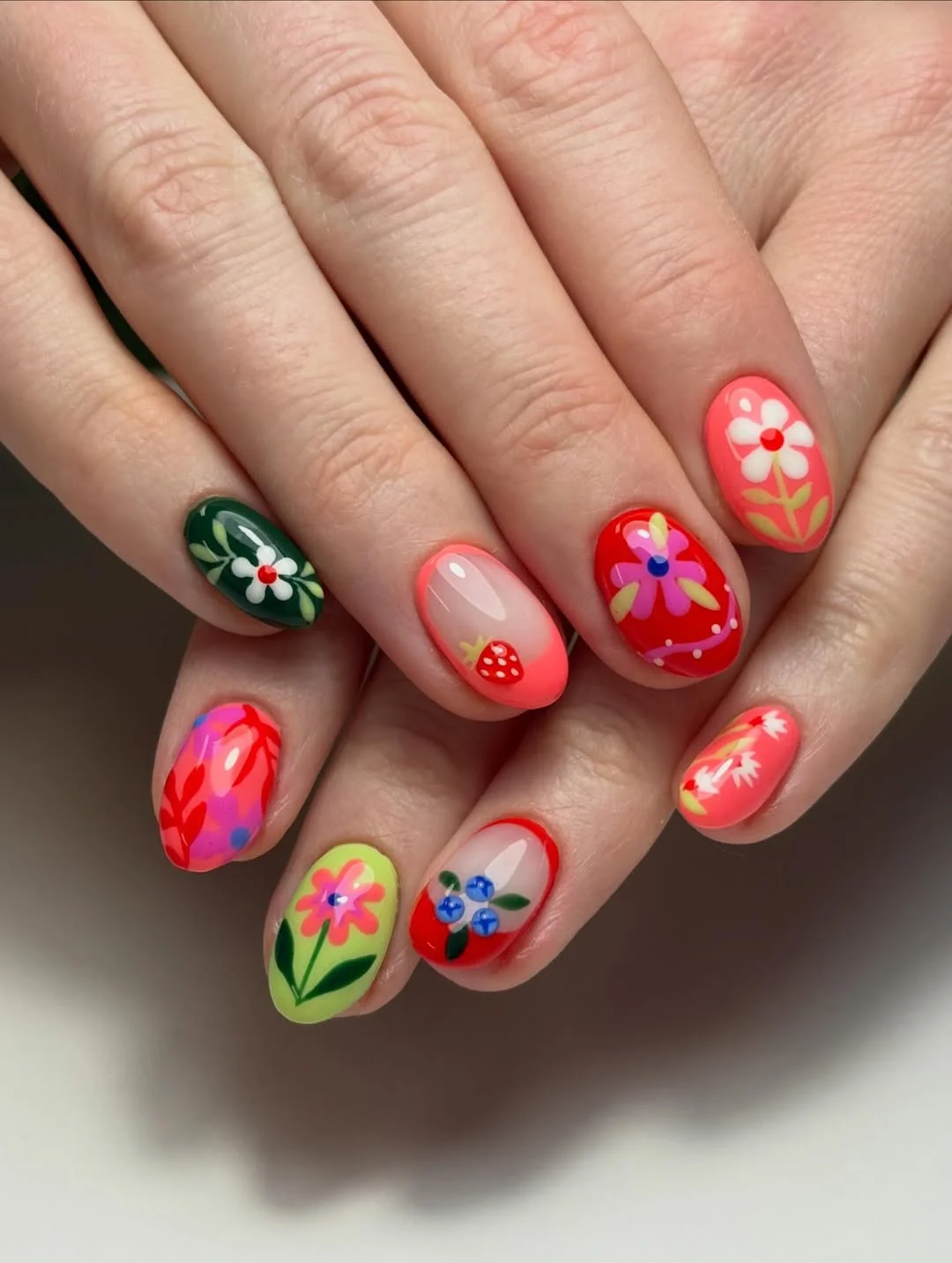summer acrylic nails 2026 Colorful Short Flower Nails With Playful Summer Charm