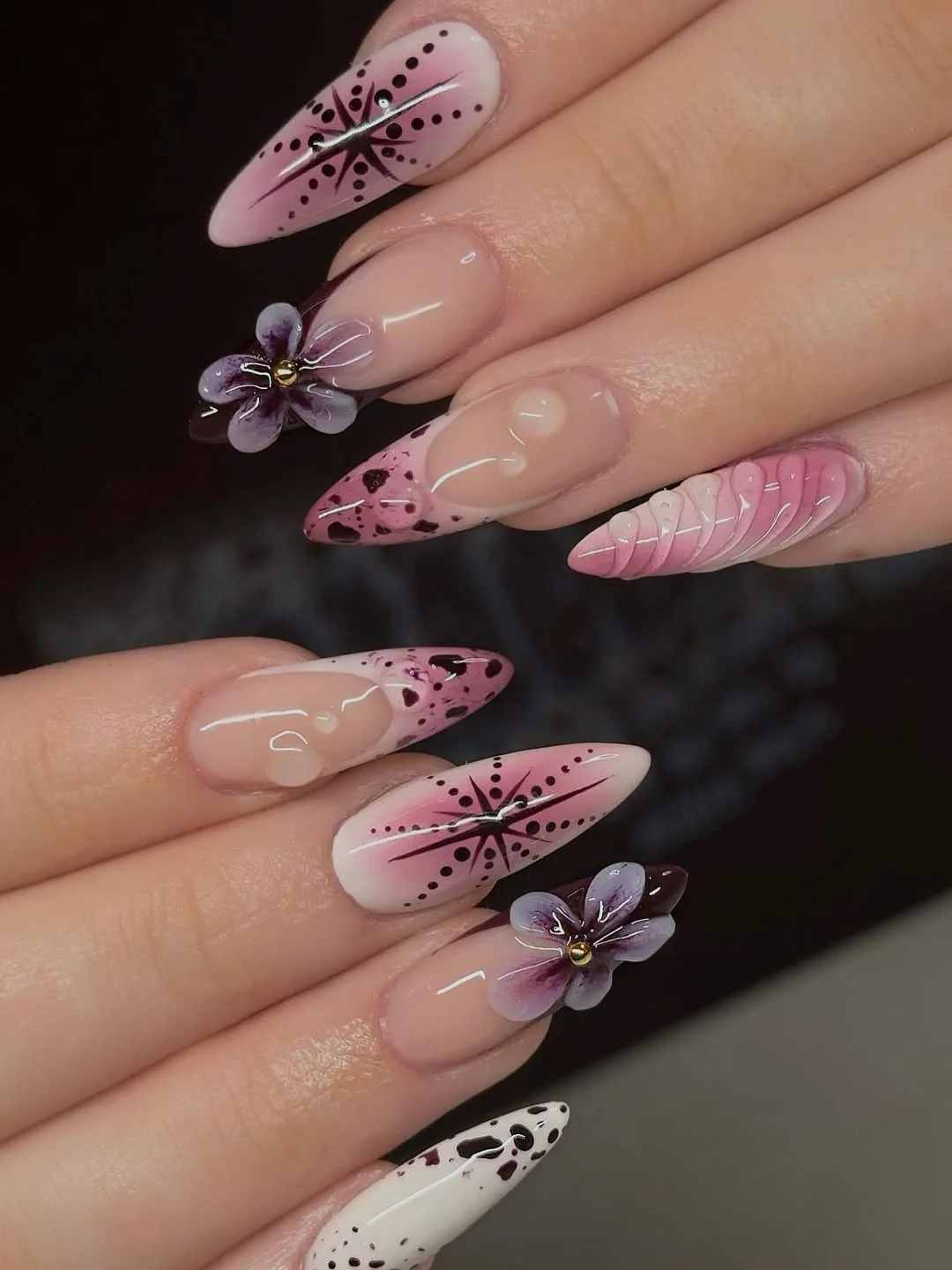 summer acrylic nails 2026 Soft Pink Almond Nails With Floral Accents