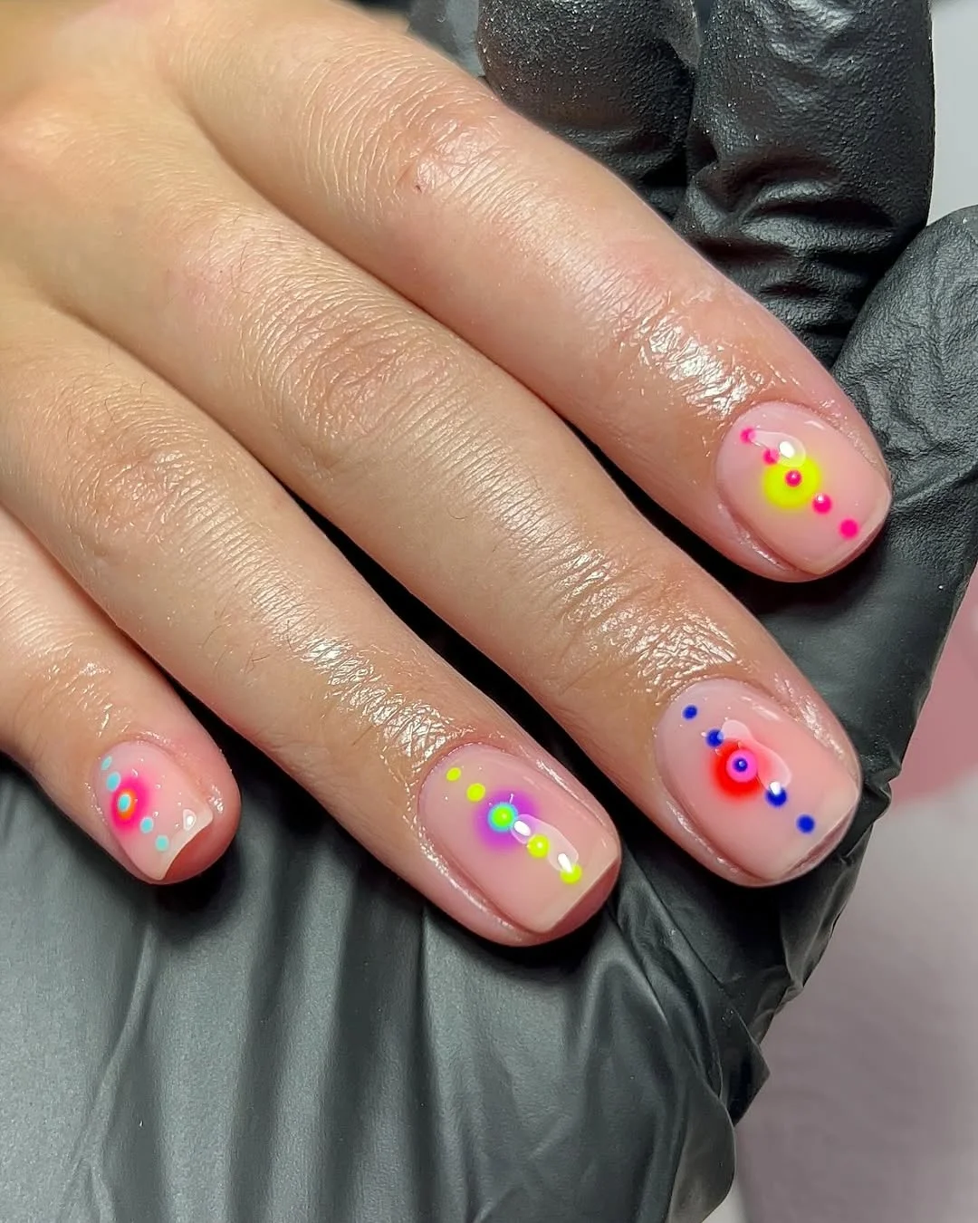 summer acrylic nails 2026 Minimal Neon Dot Nails For Extra Short Summer Styles