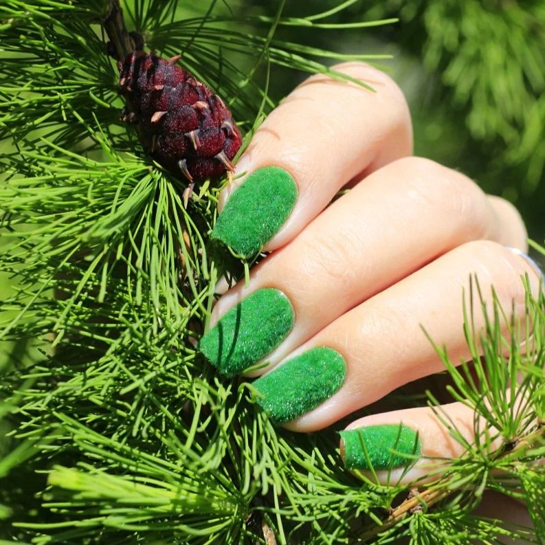summer dip nails 2026 Bright Green Velvet Nails for Bold Summer Days