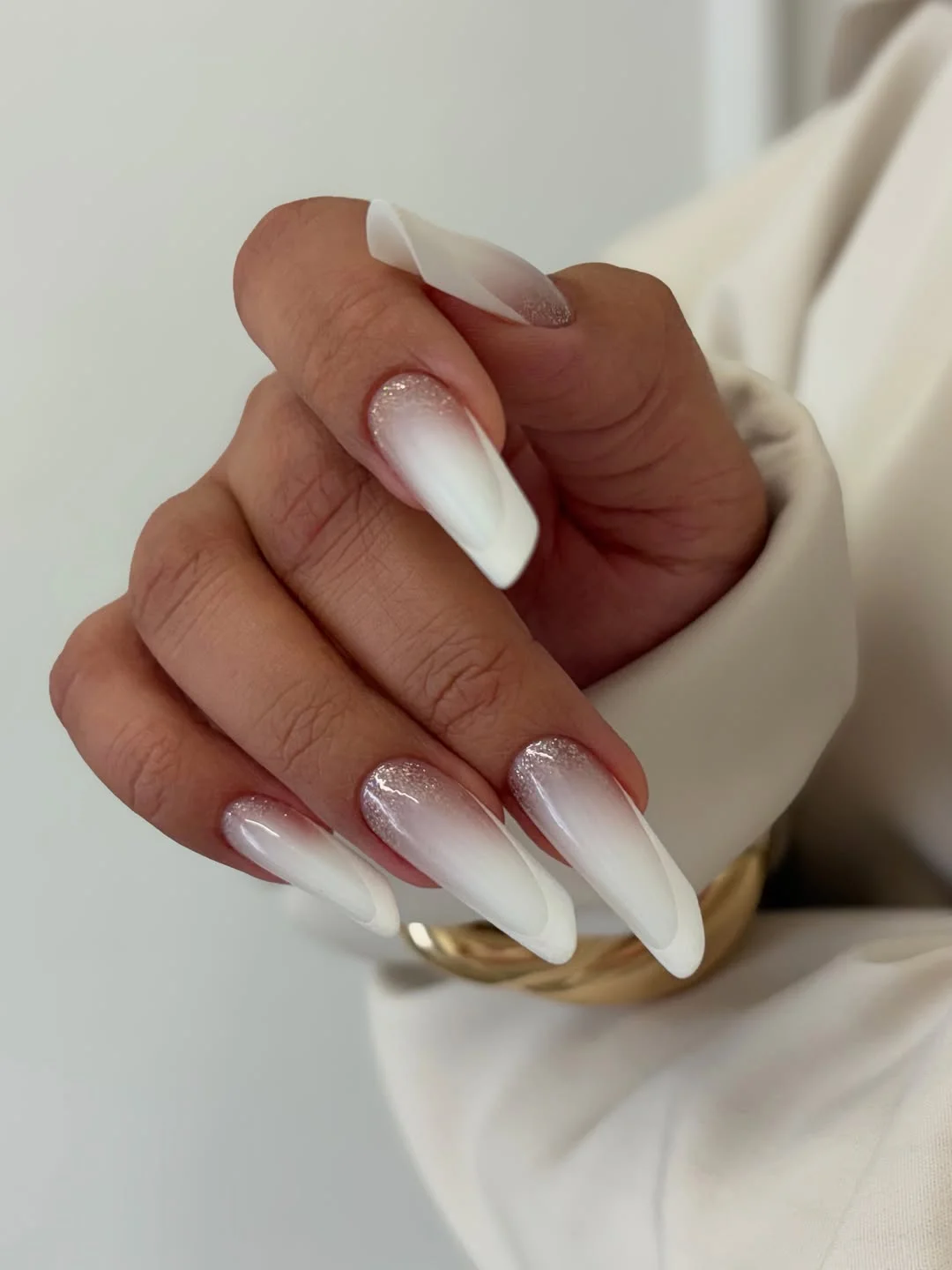 Summer French nails ideas 2026 Milky White Chrome French Manicure