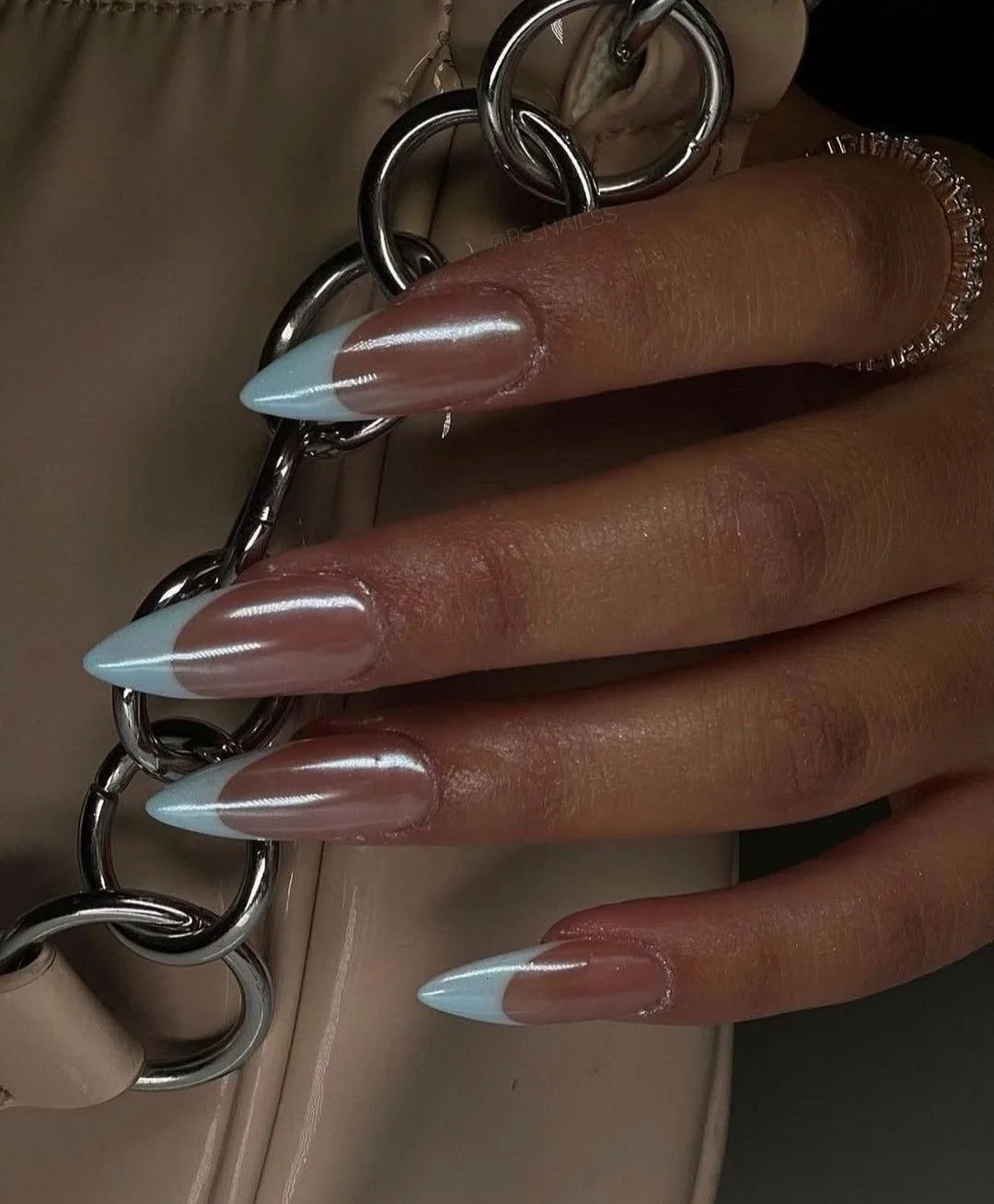 Summer French nails ideas 2026 Sharp White Stiletto French Tips