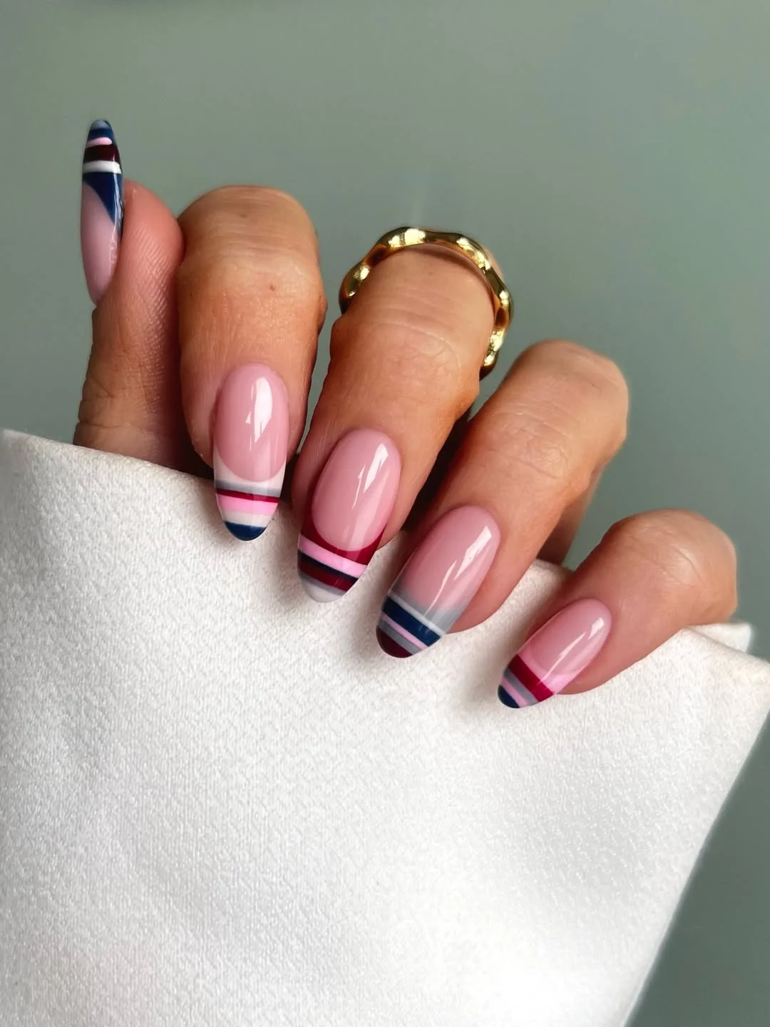 summer french tip nails 2026 Colorful Striped French Tips That Feel Retro And Fresh