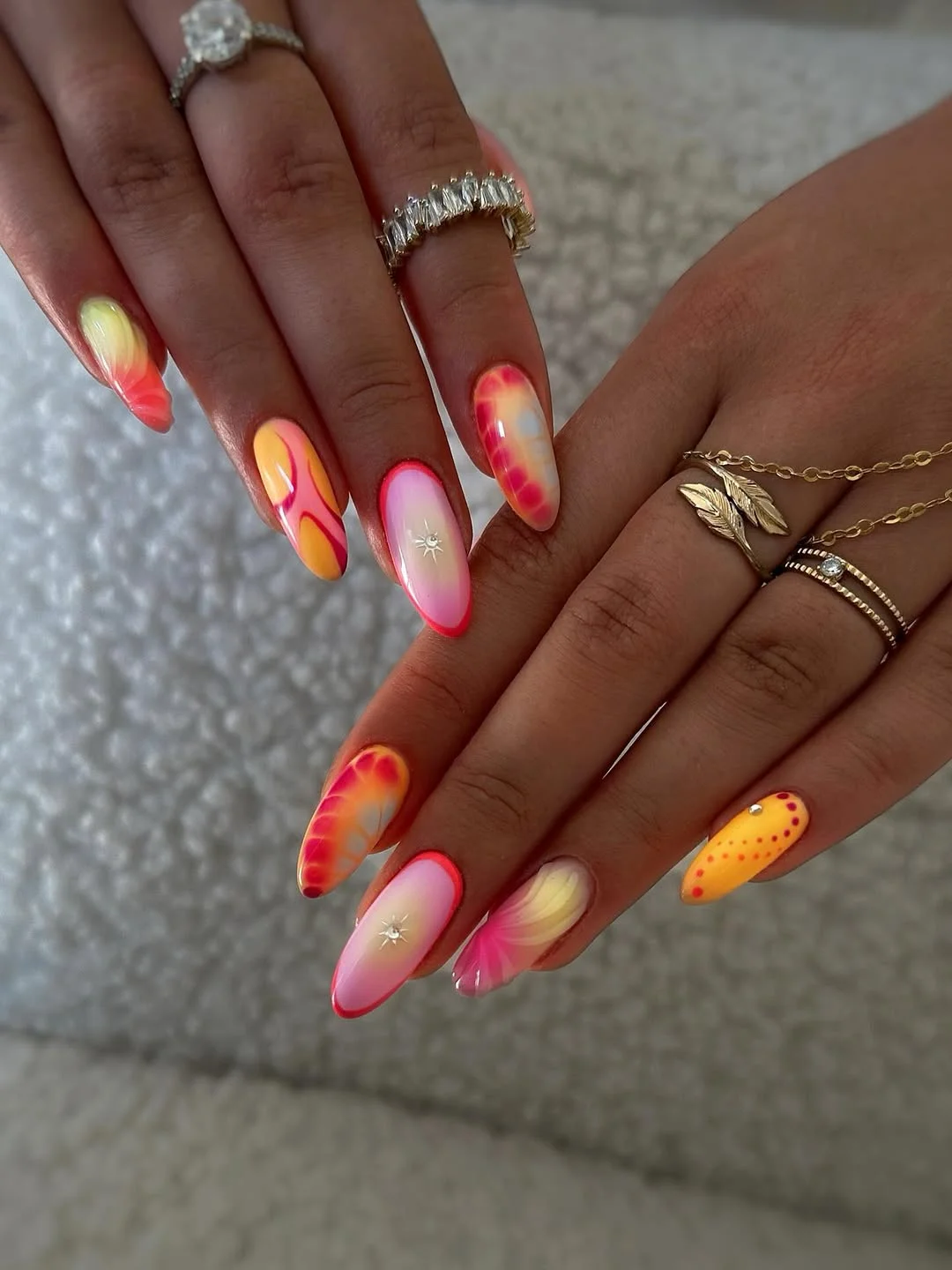 summer gel nails 2026 Sunset Swirl Summer Gel Nails