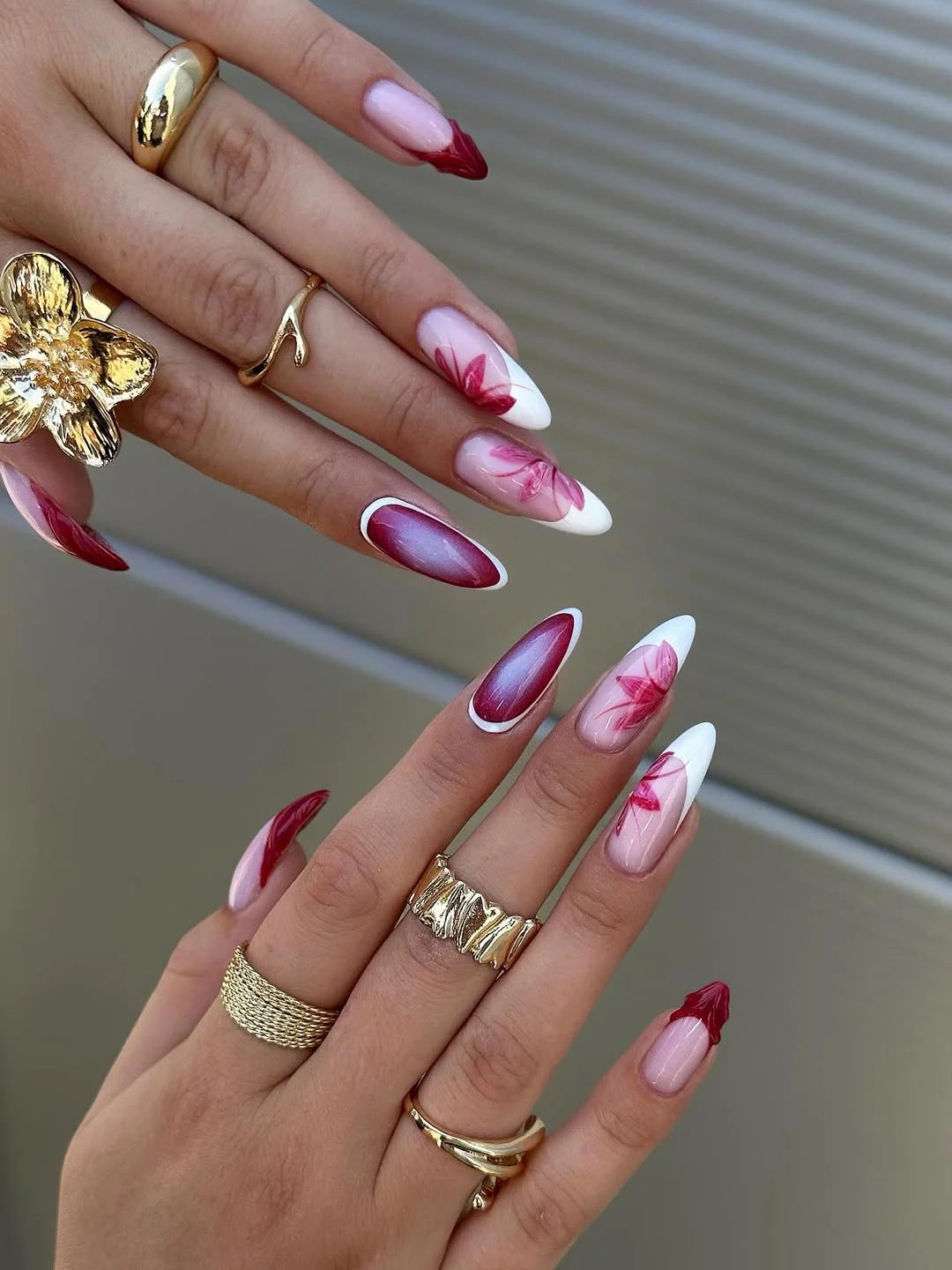 summer gel nails 2026 Soft Berry Floral French Tips