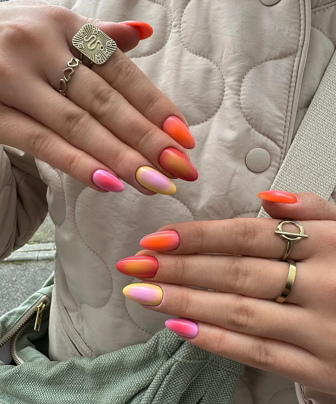 summer gel nails 2026 Neon Sunset Ombre Nails