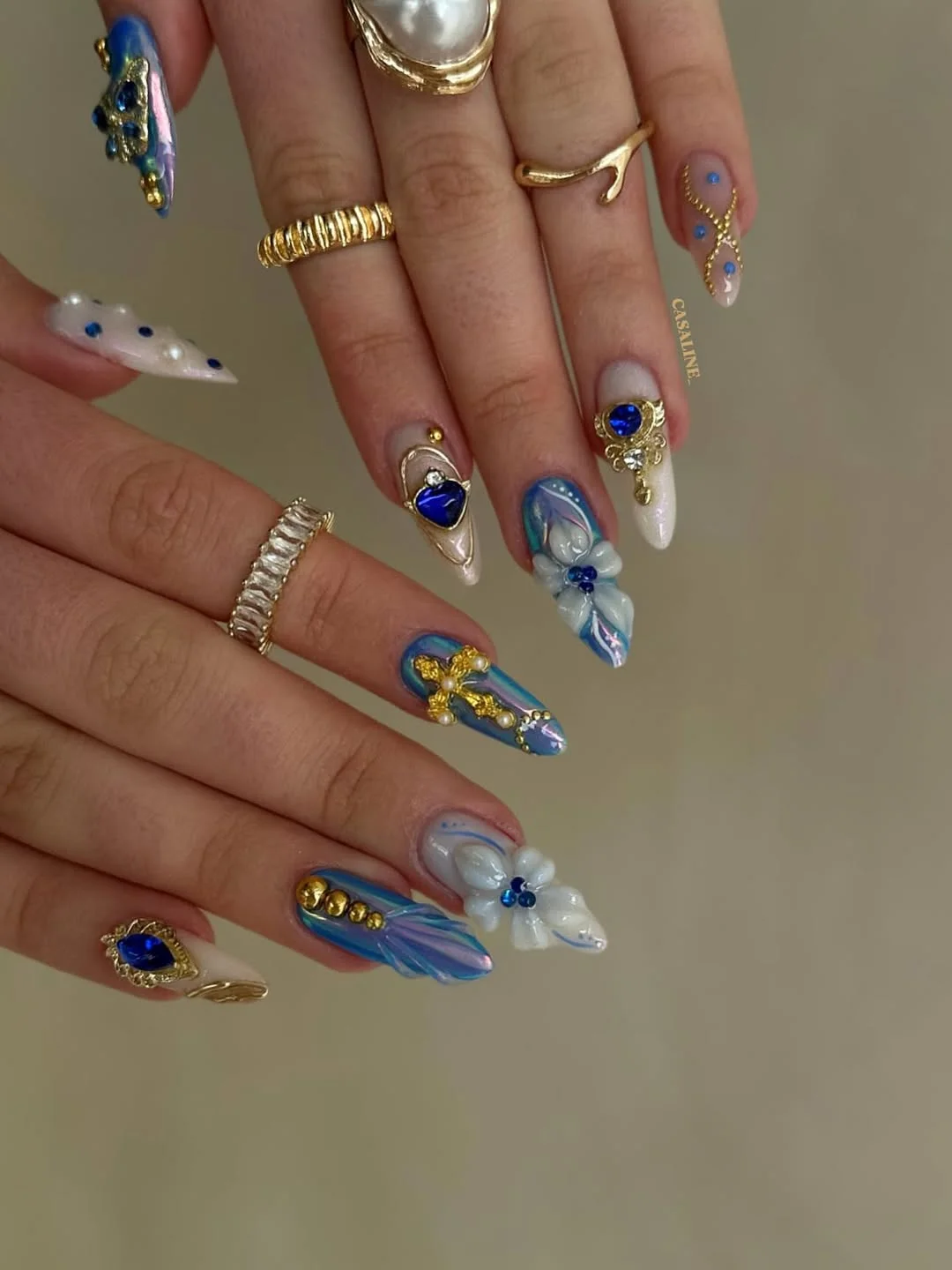 summer gel nails 2026 Royal Blue Mermaid Nail Art