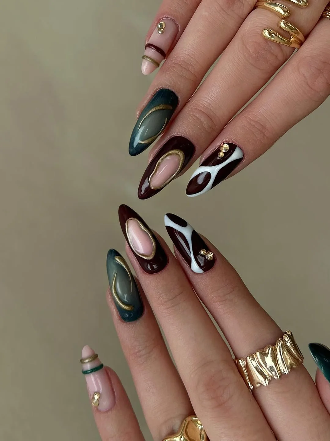 summer gel nails 2026 Dark Espresso Abstract Nails