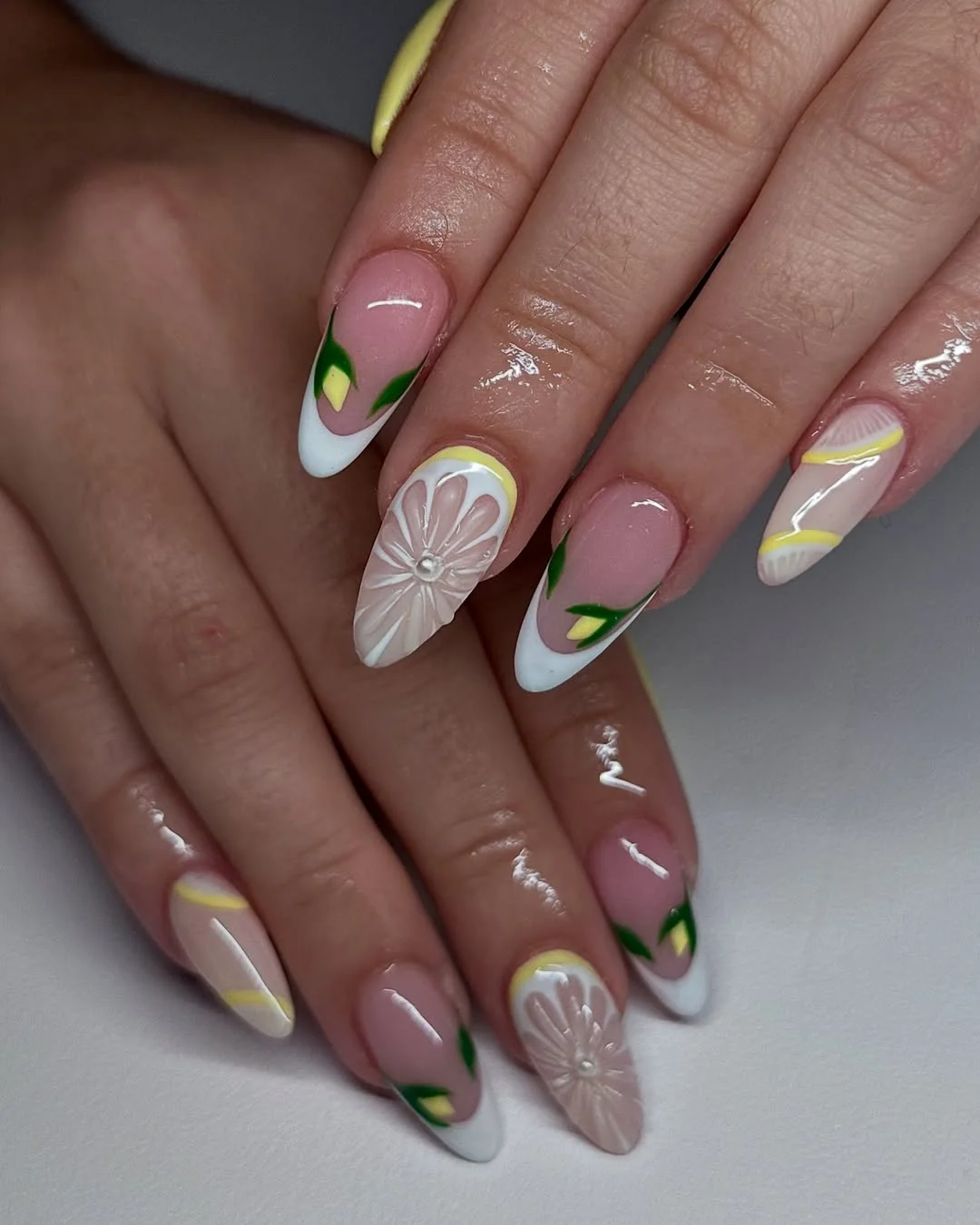 summer nail art 2026 Butter Yellow Floral French Nails