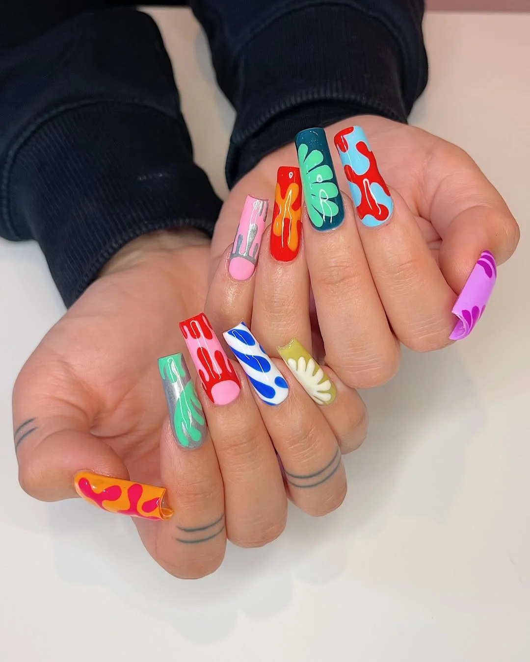 summer nail art 2026 Funky Bright Color Block Nails