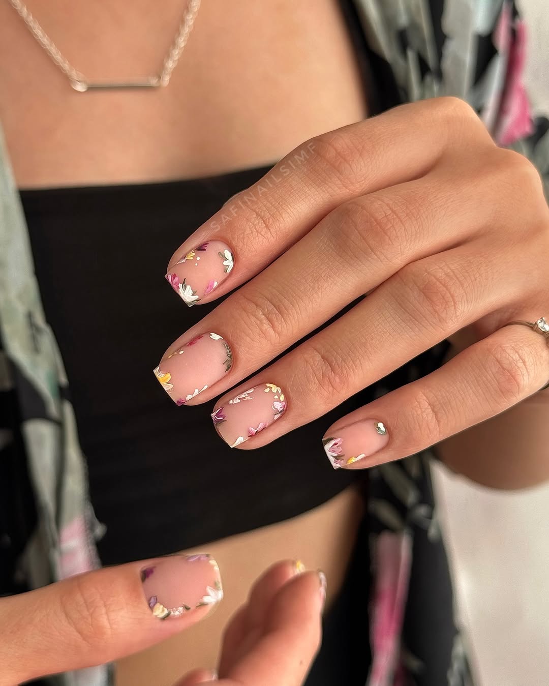 summer nail colors 2026 Soft Wildflower Nude Nails