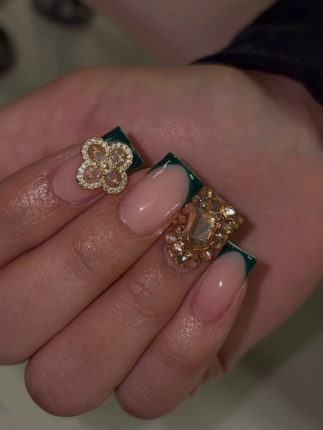 summer nail inspo 2026 Emerald French Tip Glam Nails