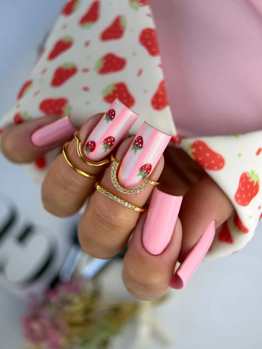 summer nail inspo 2026 Pink Strawberry Milk Nails