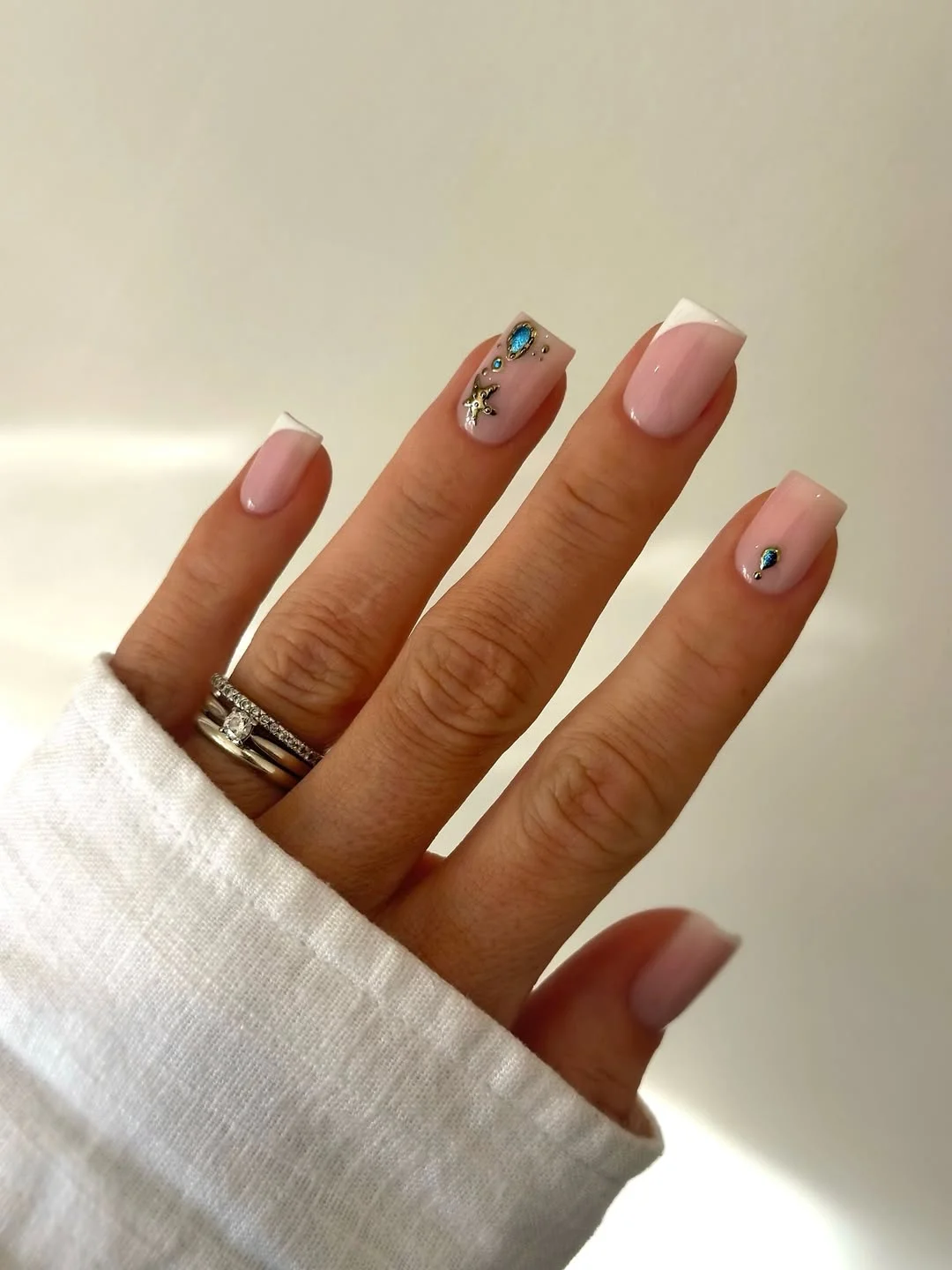 summer nails square 2026 Simple French Tip Square Nails